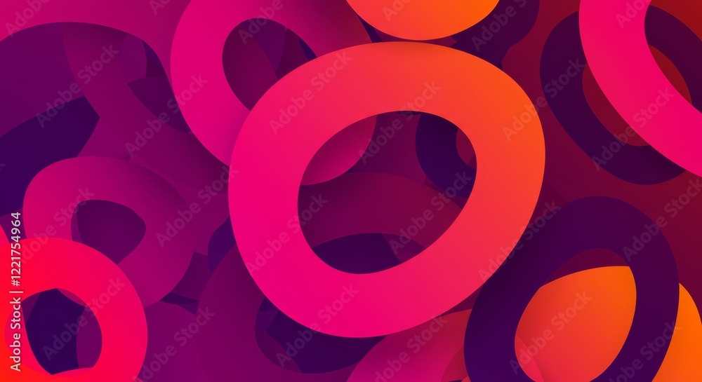 Abstract Circles: A dynamic abstract composition of overlapping circles in vibrant gradients of pink, purple, and orange, creating a sense of depth and movement. Abstract Circles: A dynamic abstract composition of overlapping circles in vibrant gradients of pink, purple, and orange, creating a sense of depth and movement.