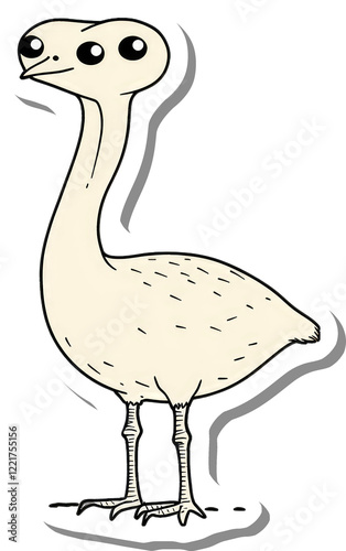 Cartoon Bird Illustration With Large Eyes And Long Neck photo