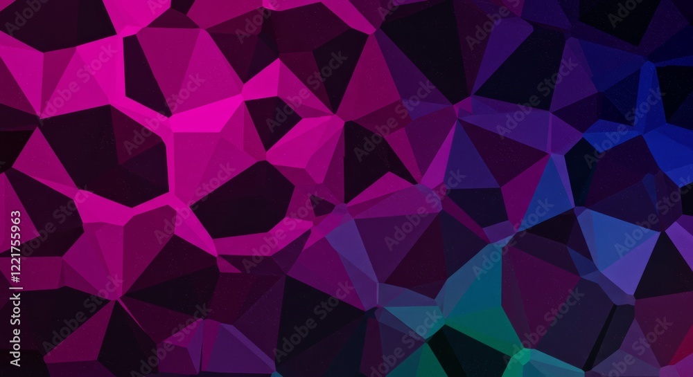 Obraz premium Geometric Abstract: A mesmerizing digital artwork featuring a vibrant, multi-colored geometric design with interconnected polygonal shapes. The intricate pattern creates depth.