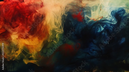 Wallpaper Mural Abstract ink clouds swirl with vibrant hues of red yellow blue and white Torontodigital.ca