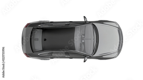 Gray abstract car top view on transparent background