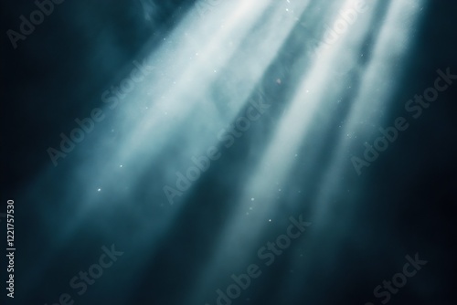 Light rays filtering through dark misty background  creating mysterious and ethereal ambiance atmosphere