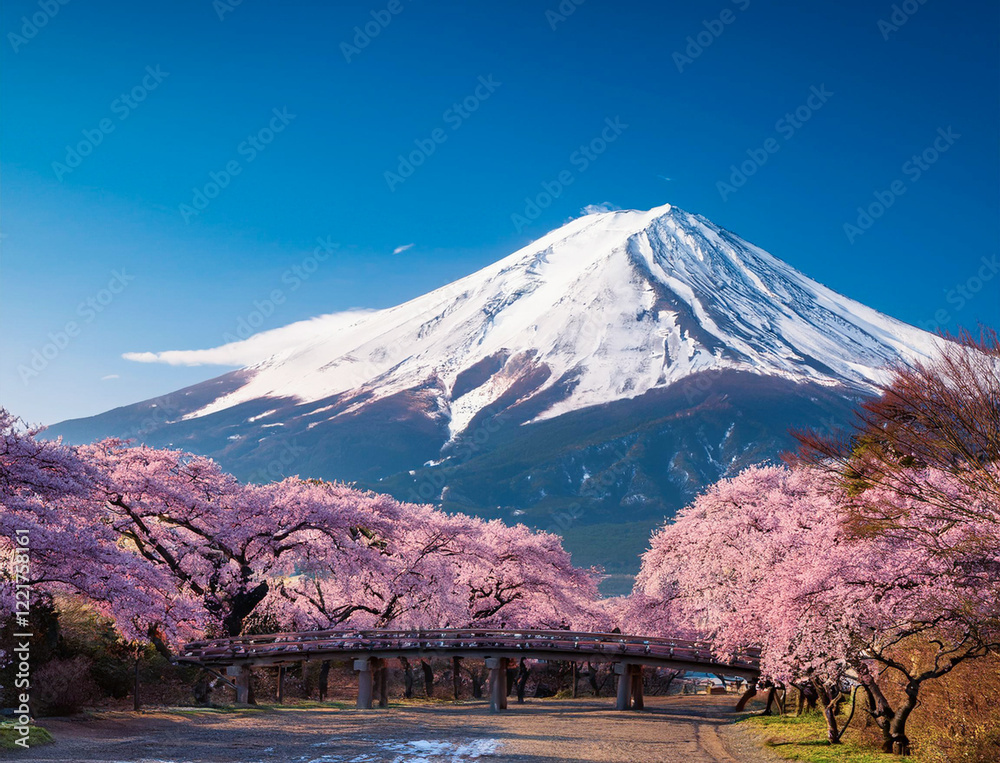 Fototapeta premium Generated image 富士山と桜