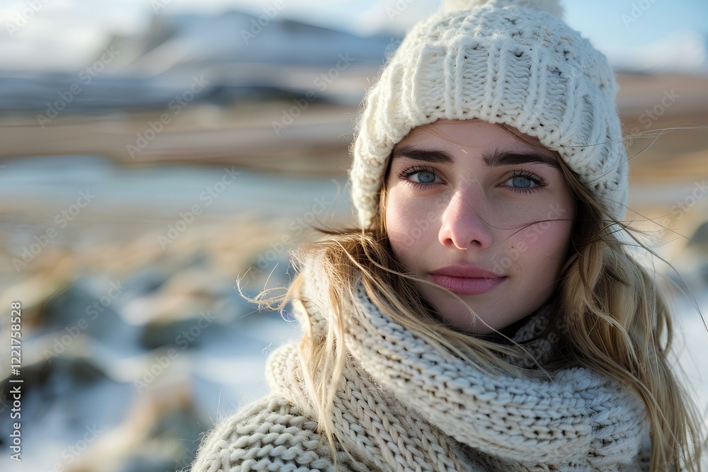 A close up of a person wearing a hat and scarf A close up of a person wearing a hat and scarf