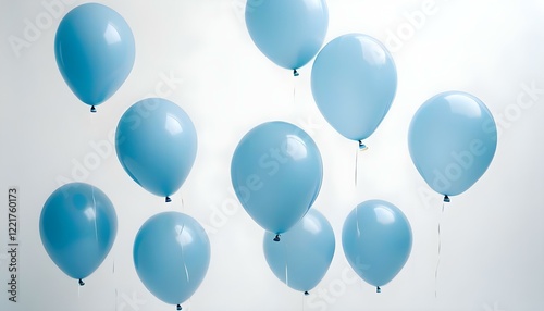 Blue balloons on white background