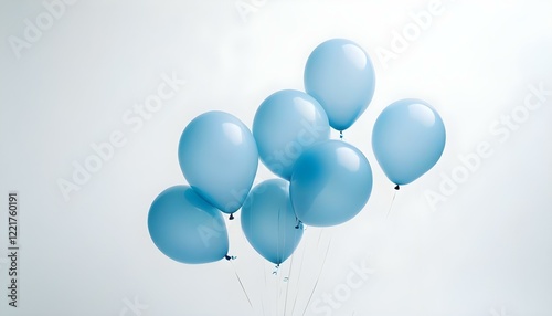 Blue balloons on white background