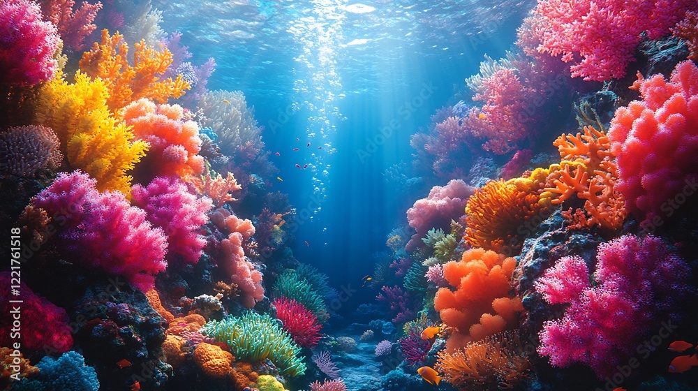 Fototapeta premium Ocean Scene: Coral Reef and Water Glimpse