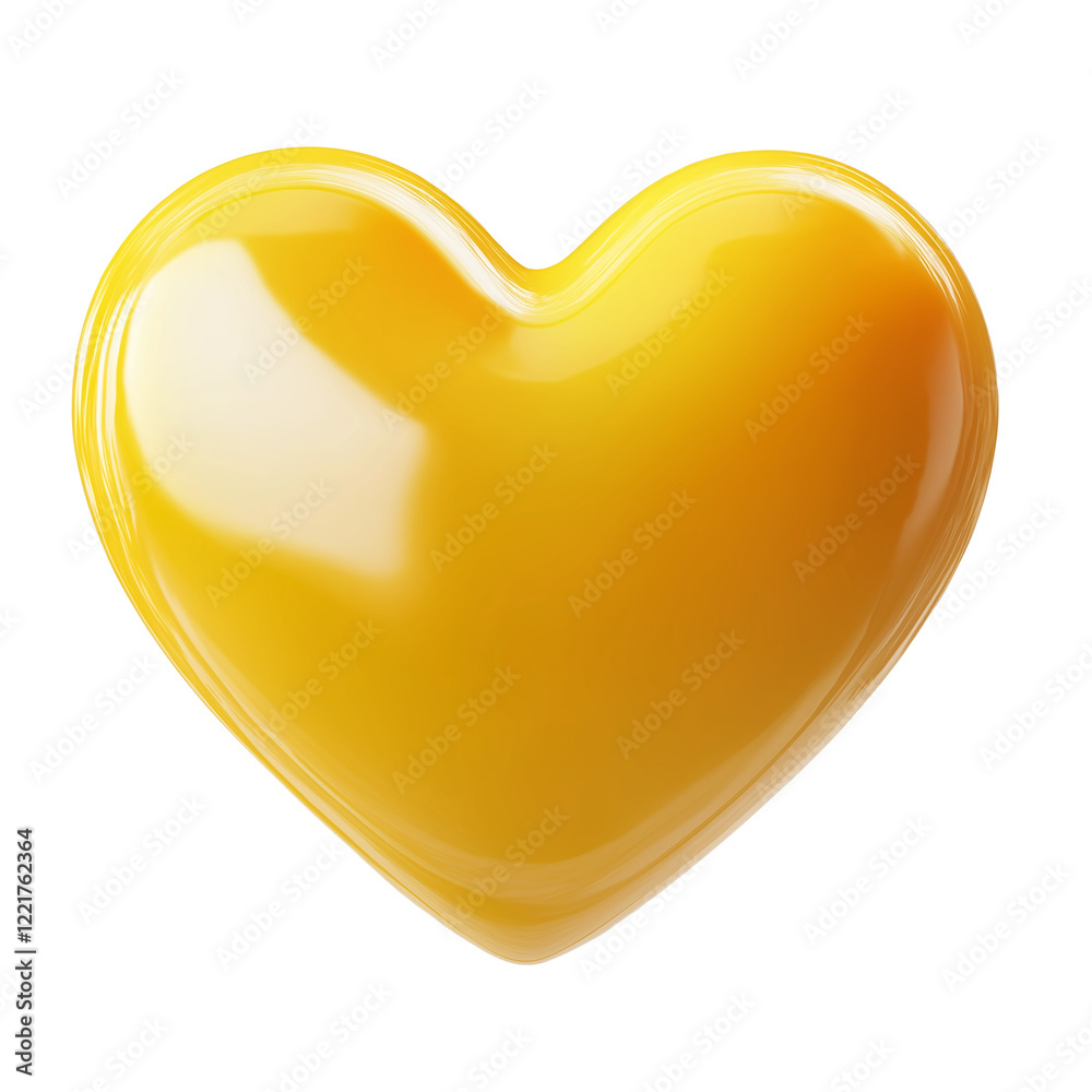 Glossy yellow heart representing love and affection on transparent background Glossy yellow heart representing love and affection on transparent background
