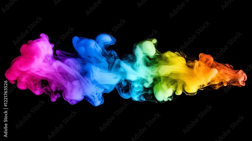 Fototapeta premium Vibrant Rainbow Smoke Swirls Against a Dark Background Minimalist Art Design