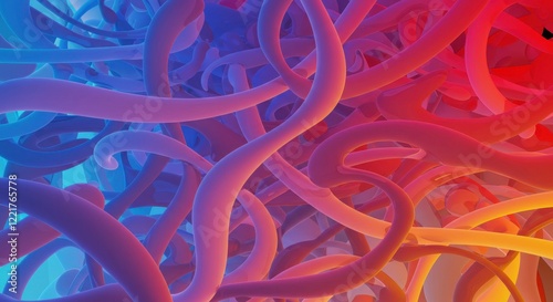 Abstract Tendrils: A vibrant close-up showcases a network of twisting, elongated forms in a dynamic gradient of colors, suggesting growth and energy.