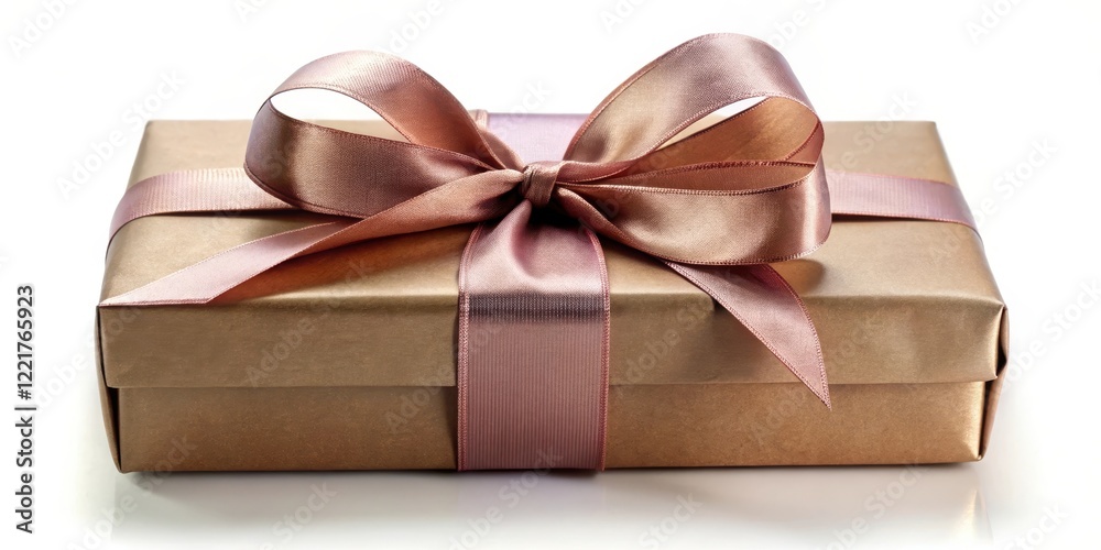 Luxurious gift wrapping with ribbon and box, ribbon wrapping, present packaging