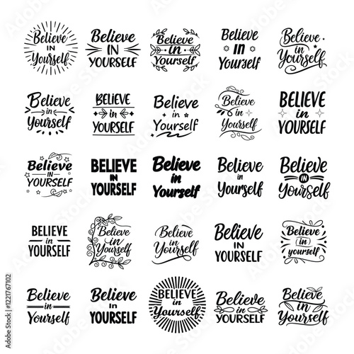 believe in yourself - motivational typography vector design