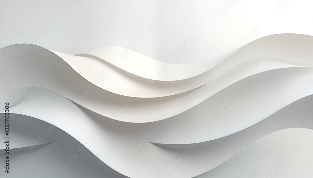 Fototapeta premium Elegant abstract design with flowing grey, white layers. Soft curves, wavy lines create sophisticated visual effect. Modern design ideal for presentations corporate materials. Evokes sense of luxury,