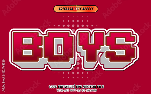 Retro game boys cartoon 3d red text effect