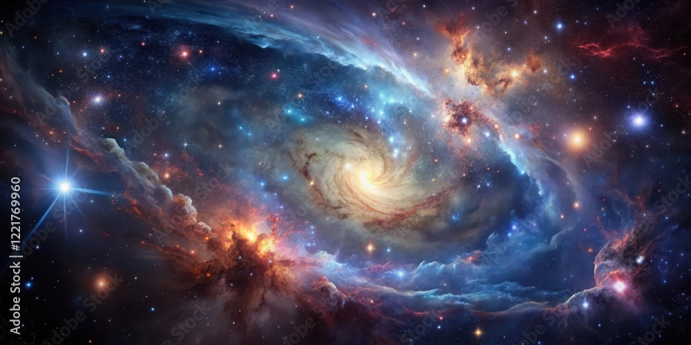 Fototapeta premium Dark nebula with stars and galaxies in a vast abstract space, nebulae, deep space, nebulae, deep space,starry night