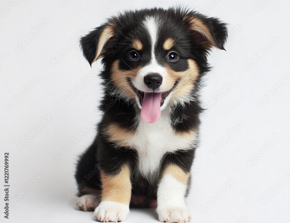Corgi puppy sitting on a white background, tongue out and winking, isolated on a white background. with generative ai Corgi puppy sitting on a white background, tongue out and winking, isolated on a white background. with generative ai