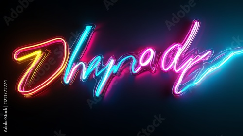 Electric typography, layered with lightninginspired abstract streaks, neon highlights, 3D illustration photo