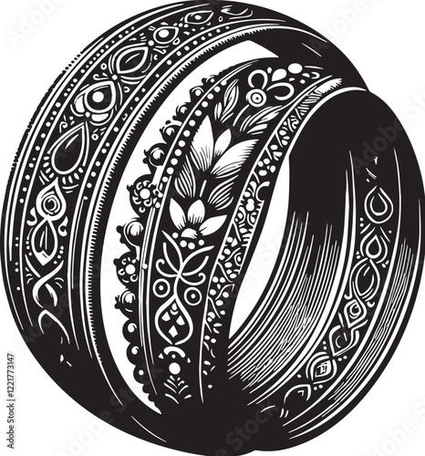 Bangle Silhouette line art vector illustration on white background