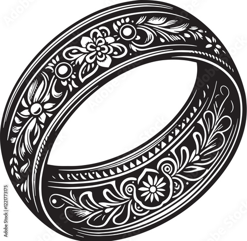 Bangle Silhouette line art vector illustration on white background