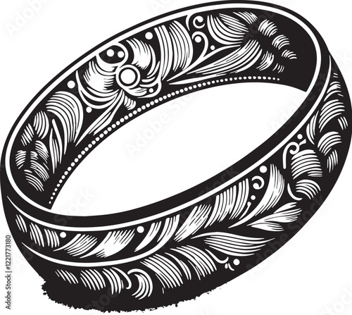 Bangle Silhouette line art vector illustration on white background