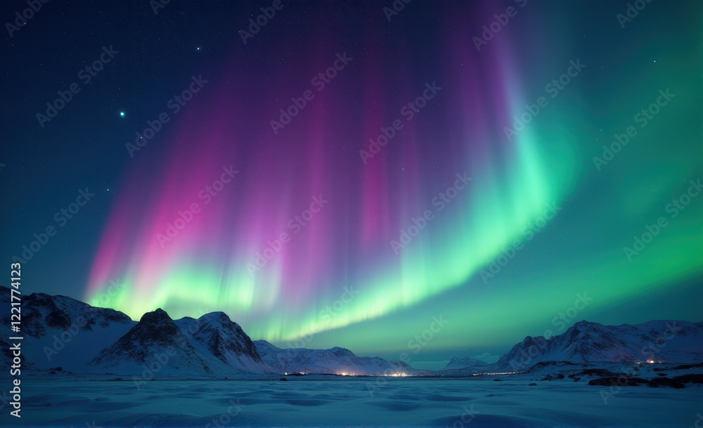 Naklejka premium aurora over the mountains