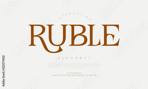 Ruble typography beauty fashion elegant minimalist serif italic fonts decorative wedding vintage retro logos. Minimal luxury font alphabet logo. Vector illustration