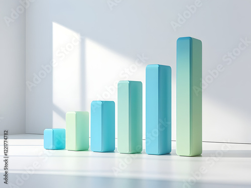 modern 3d bar chart graph isolated on white background