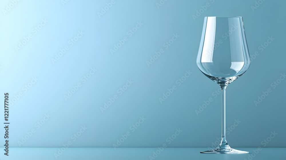 Elegant Empty Wine Glass on Soft Blue Background for Event Decor Elegant Empty Wine Glass on Soft Blue Background for Event Decor
