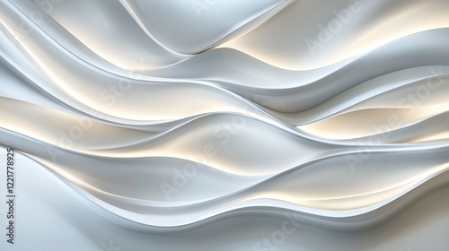 Elegant Abstract White Background Featuring Graceful Wavy Lines Creating a Soft Flowing Visual Effect Evoking Calmness and Tranquility Perfect for Modern Design and Artistic Projects