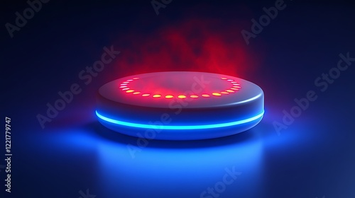 Futuristic Device with Neon Lights and Red Emission
