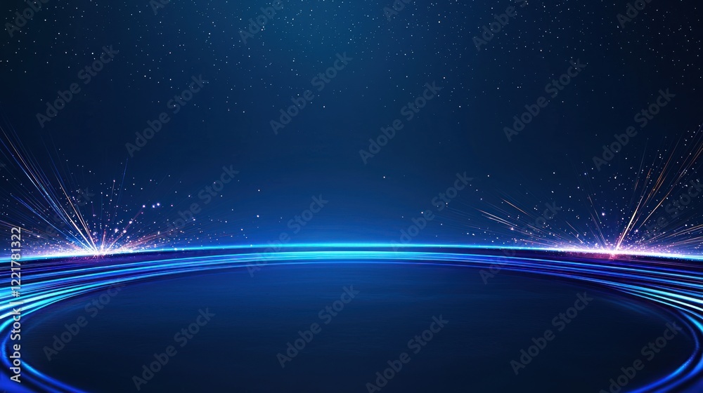 Obraz premium Abstract Blue Glowing Circle Background
