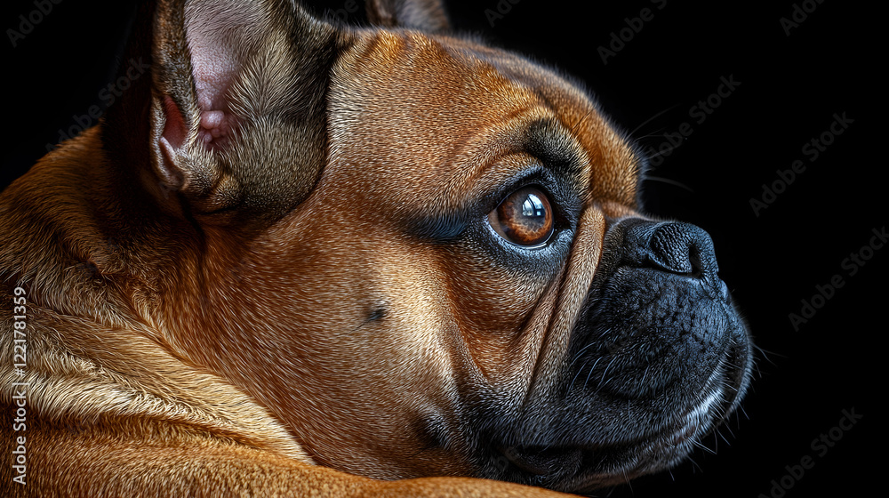 Obraz premium Close-Up of a French Bulldog with Expressive Brown Eyes and Fur
