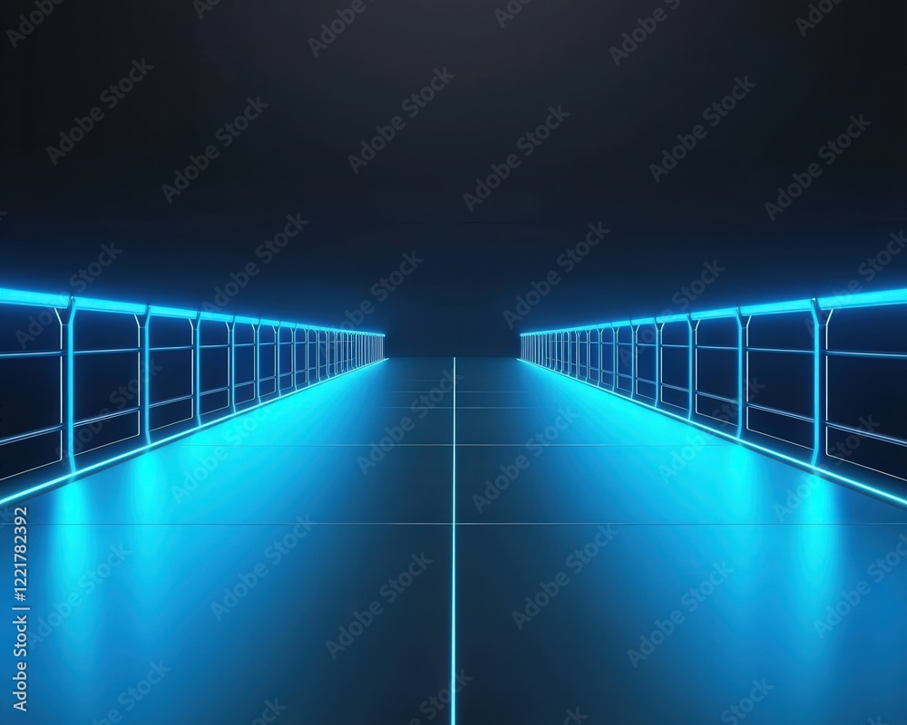 Fototapeta premium Glowing Bridge Between Two Platforms Representing Connection