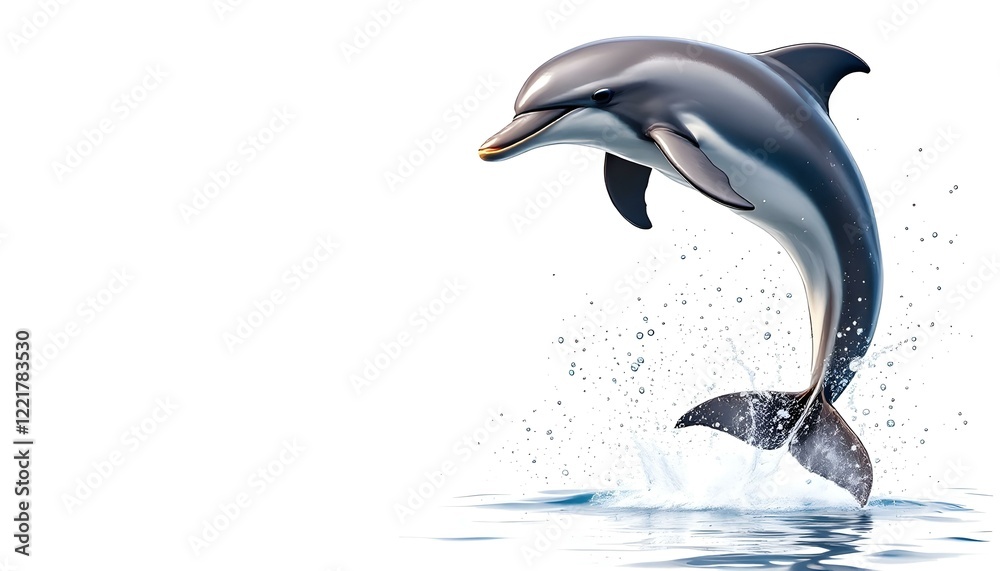 custom made wallpaper toronto digital"Dolphin Dynamic Jump Above Sea Surface With White Background