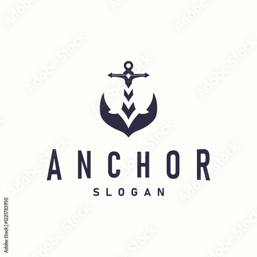 silhouette illustration anchor logo sailor design simple ocean symbol anchor ship marine retro vintage