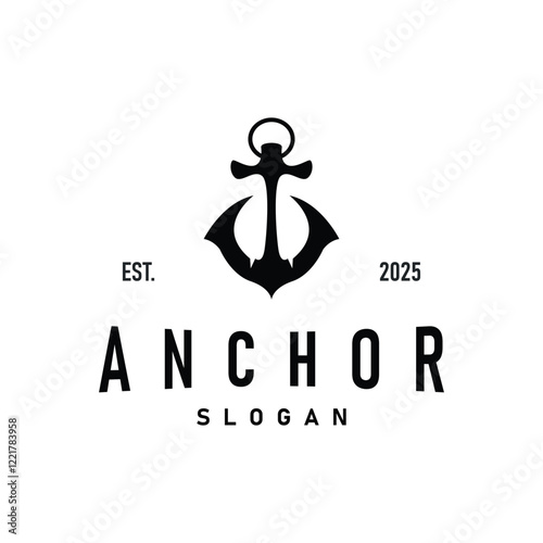 silhouette illustration anchor logo sailor design simple ocean symbol anchor ship marine retro vintage