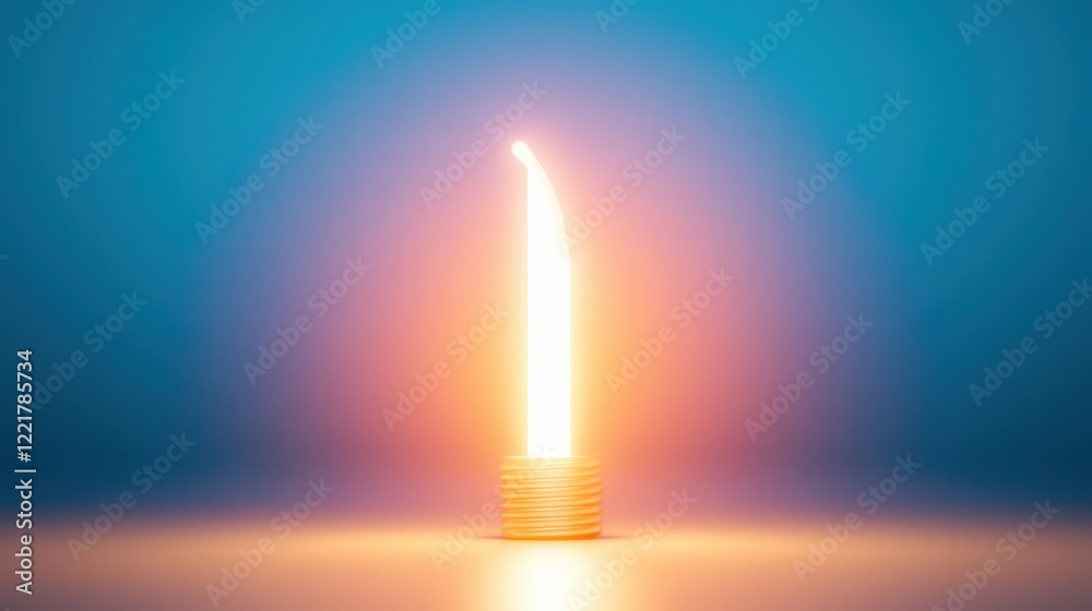 Fototapeta premium Glowing Candle Light with Soft Blue and Orange Glow