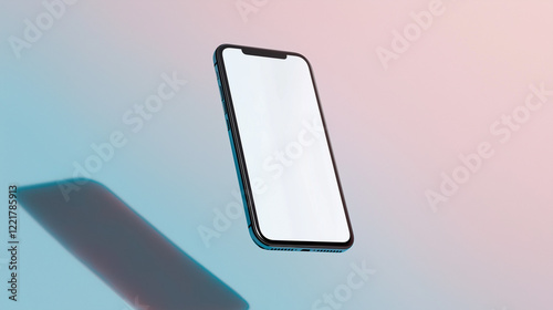A vibrant floating smartphone mockup with pastel gradient hues. Tailored for dynamic presentations of digital products, highlighting modern aesthetics.