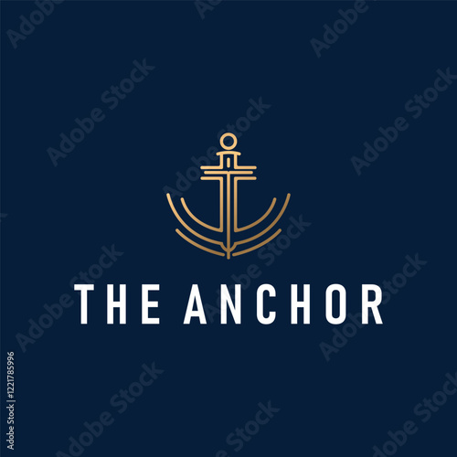 silhouette illustration anchor logo sailor design simple ocean symbol anchor ship marine retro vintage