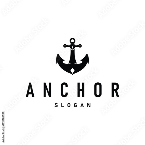 silhouette illustration anchor logo sailor design simple ocean symbol anchor ship marine retro vintage