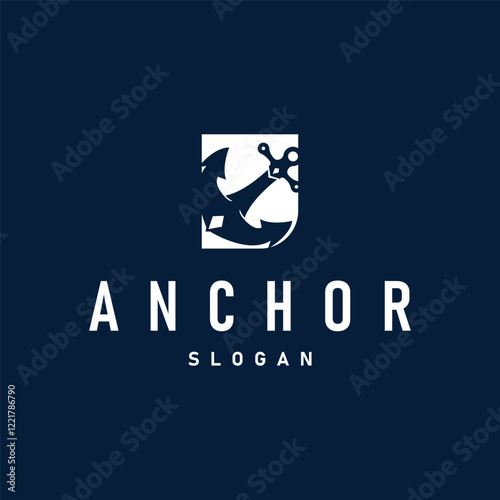 silhouette illustration anchor logo sailor design simple ocean symbol anchor ship marine retro vintage