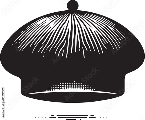 Beret Silhouette line art vector illustration on white background