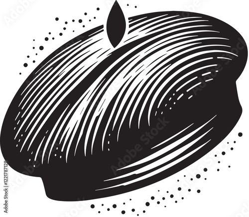 Beret Silhouette line art vector illustration on white background