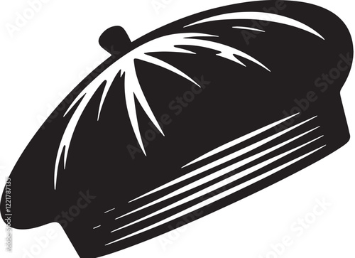 Beret Silhouette line art vector illustration on white background