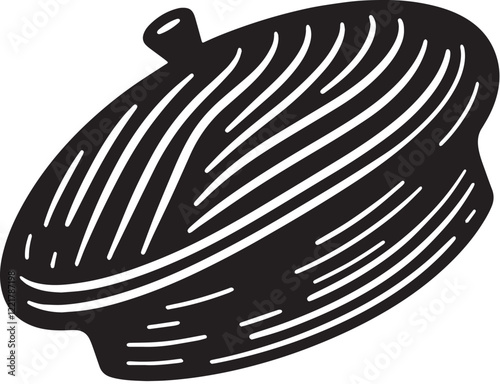 Beret Silhouette line art vector illustration on white background