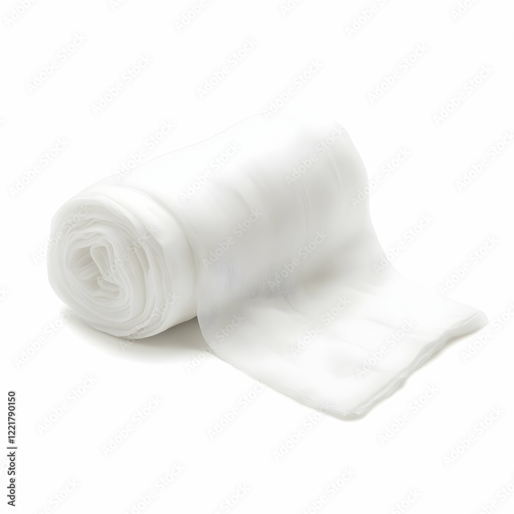 Rolled white fabric, isolated on white background, for textile website Rolled white fabric, isolated on white background, for textile website