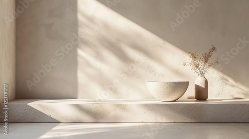 a vase and a vase with a plant in it on a ledge photo