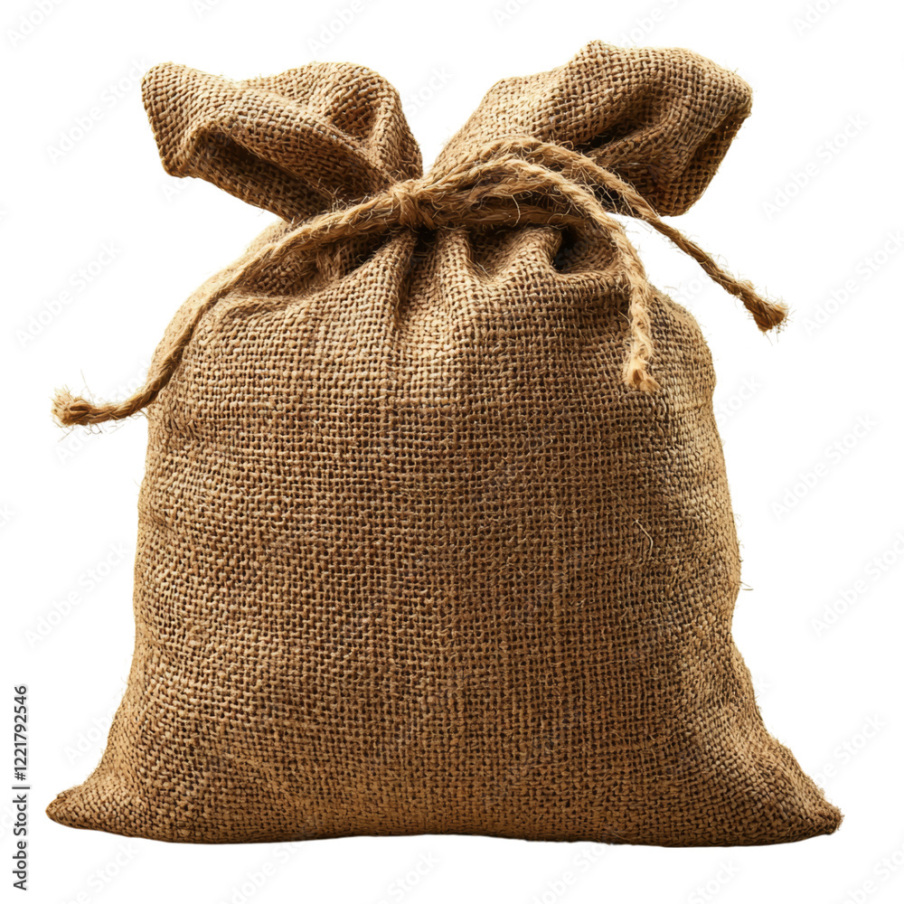Rustic burlap sack filled with grain and tied with twine Rustic burlap sack filled with grain and tied with twine