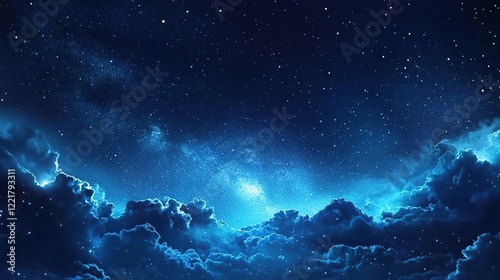 starry night sky with clouds and stars in the sky photo