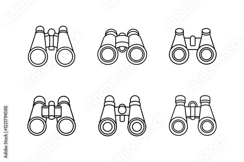 binoculars icon line art vector illustration